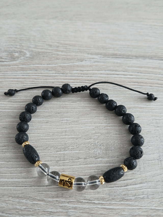 Sterrenbeeld armband Steenbok - Bergkristal & Lavasteen - verstelbaar (7.027)