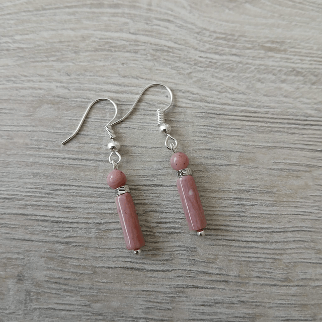 Dames oorbellen Rhodochrosiet en stainless steel (1.238)