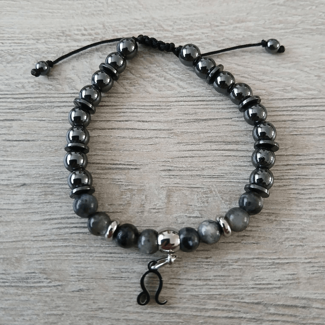 Sterrenbeeld armband Leeuw – Labradoriet & Hematiet – verstelbaar (7.015)