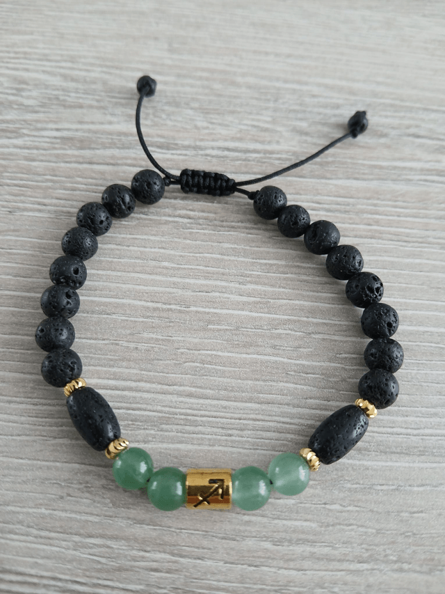 Sterrenbeeld armband Boogschutter - Aventurijn & Lavasteen - verstelbaar (7.028)