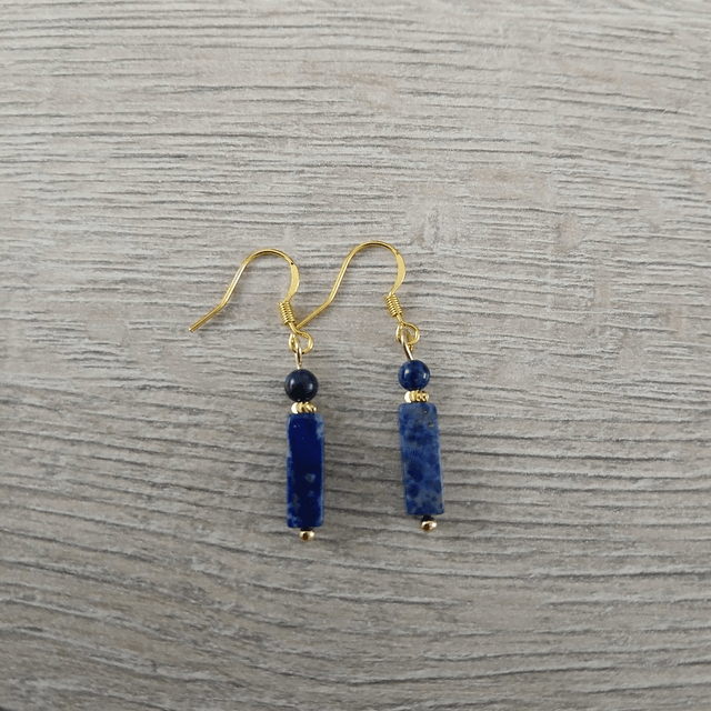 Oorbellen – Lapis Lazuli & Onyx – goudkleurig RVS (1.278)