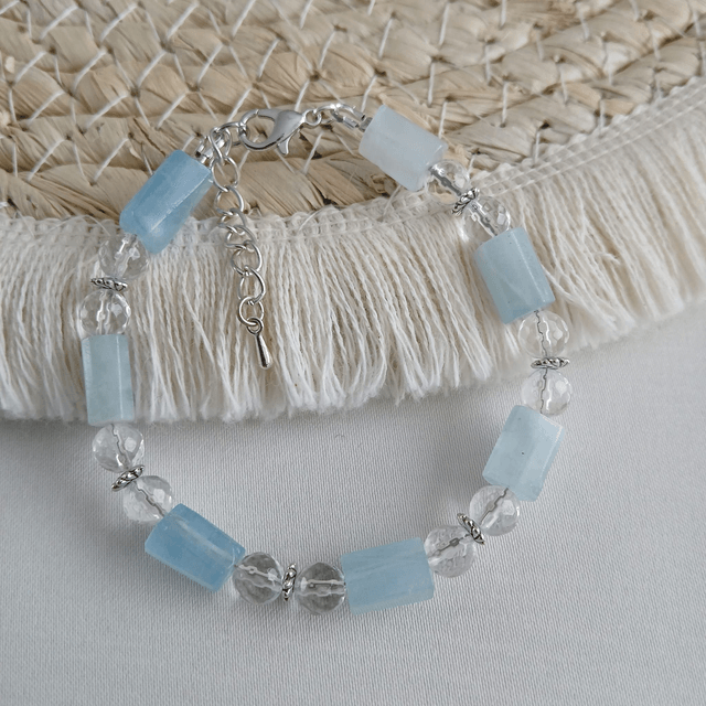 Dames armband Aquamarijn met Bergkristal - helder & kalm (1.211)