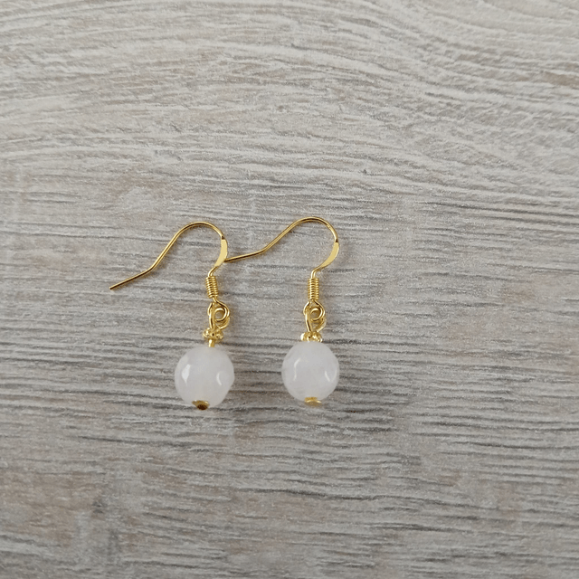 Oorbellen – Rozenkwarts – goudkleurig RVS (1.271)