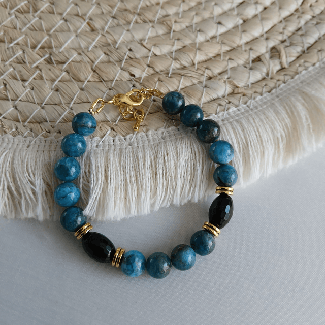Dames armband Apatiet en Onyx (1.129)