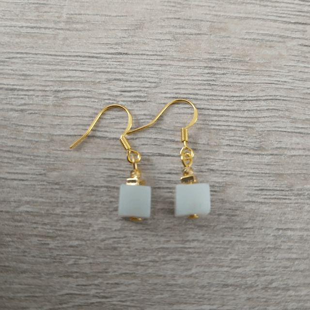 Oorbellen – Amazoniet – goudkleurig RVS (1.274)