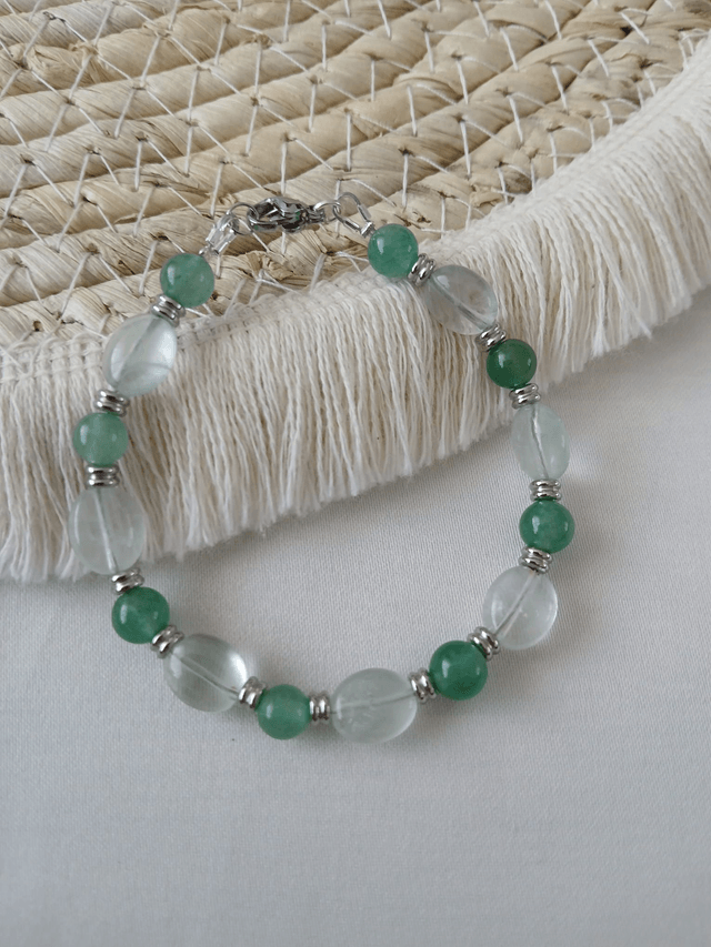 Dames armband Fluoriet en Aventurijn met zilverkleurig RVS (1.265)