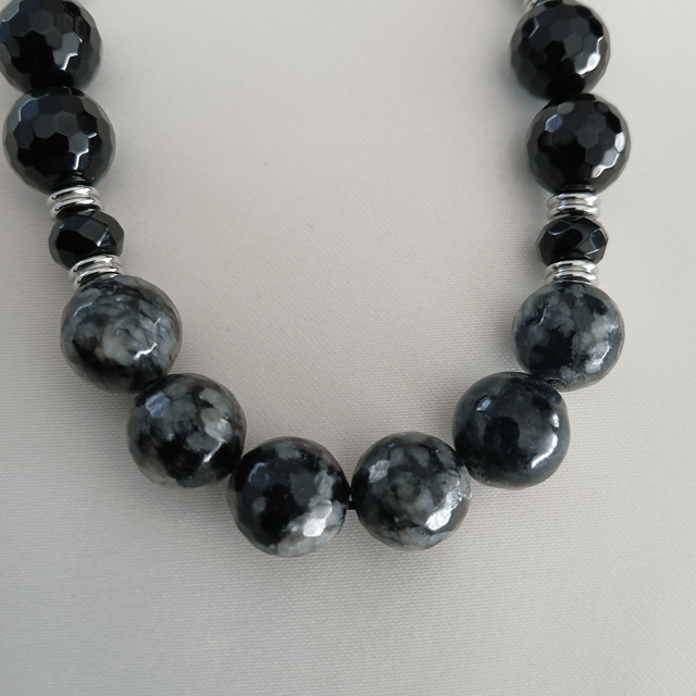 Dames ketting - Jaspis & Onyx - handgemaakt (1.245)