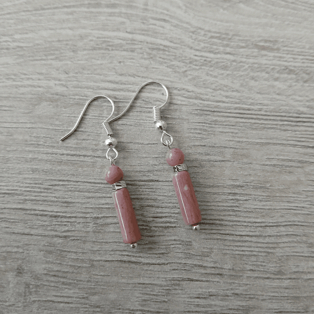 Dames oorbellen Rhodochrosiet en stainless steel (1.238)