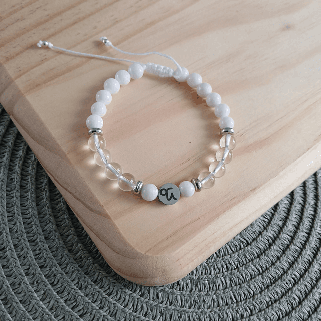 Sterrenbeeld armband witte Jade met Bergkristal - Steenbok