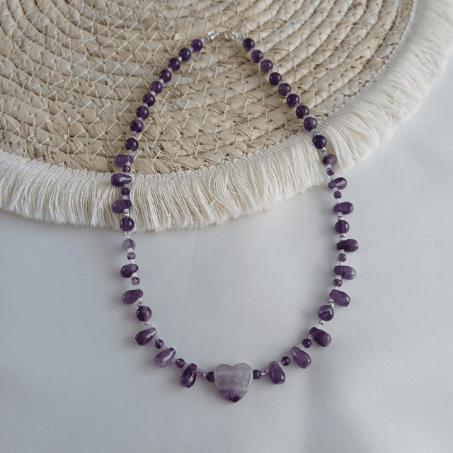 Dames Ketting Amethist met Hart (1.231)