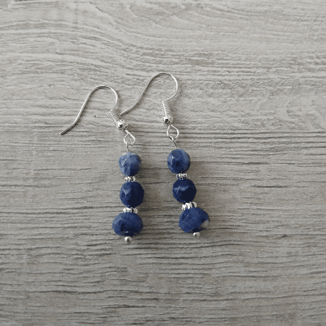 Dames oorbellen Sodaliet en stainless steel (1.237)