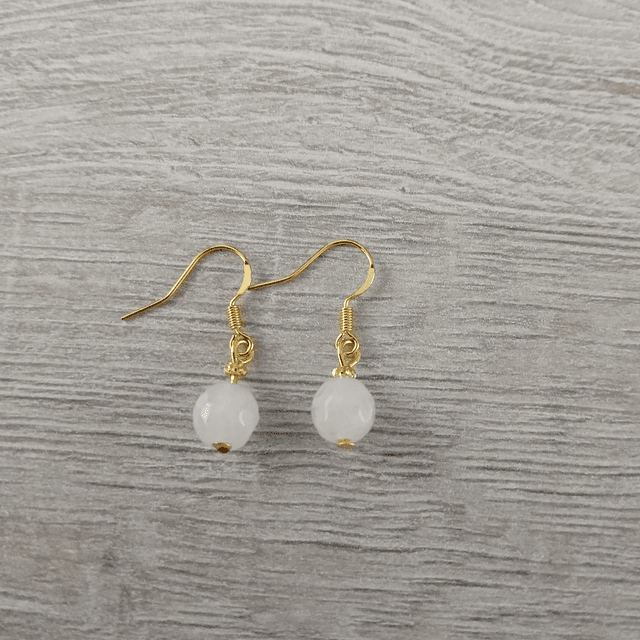 Oorbellen – Rozenkwarts – goudkleurig RVS (1.271)