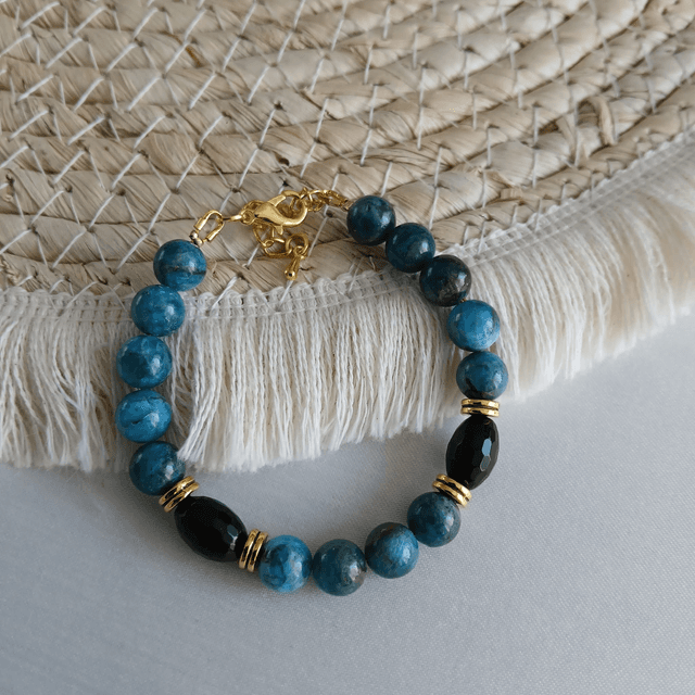 Dames armband Apatiet en Onyx (1.129)