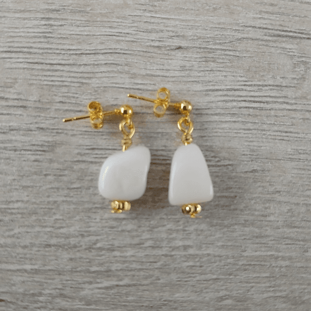 Oorbellen – Roze Opaal – goudkleurig RVS (1.270)