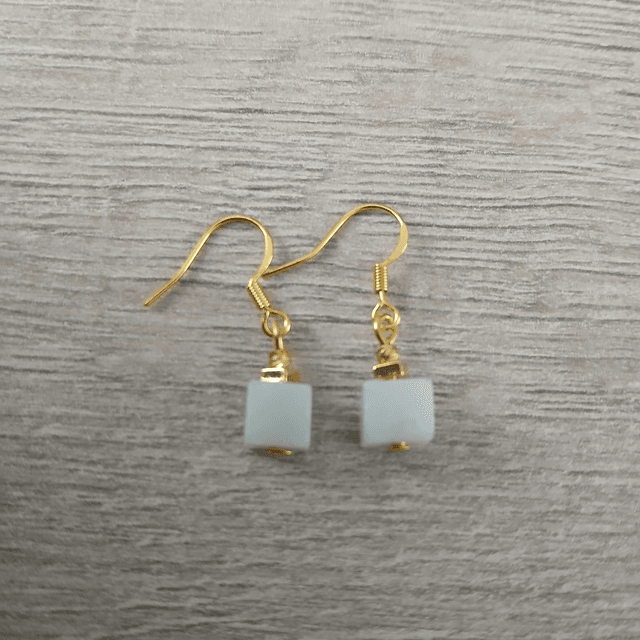 Oorbellen – Amazoniet – goudkleurig RVS (1.274)