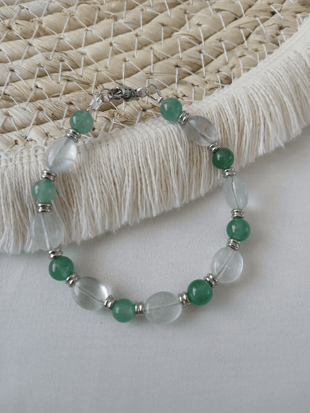 Dames armband Fluoriet en Aventurijn met zilverkleurig RVS (1.265)