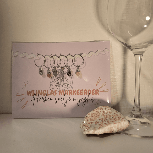 Wijnglas markeerder (set van 6) met edelstenen en Rhinestonekralen (13.002)