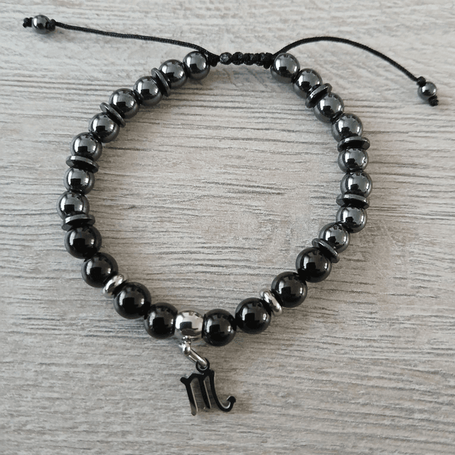 Sterrenbeeld armband Schorpioen – Granaat &amp; Hematiet – verstelbaar (7.011)