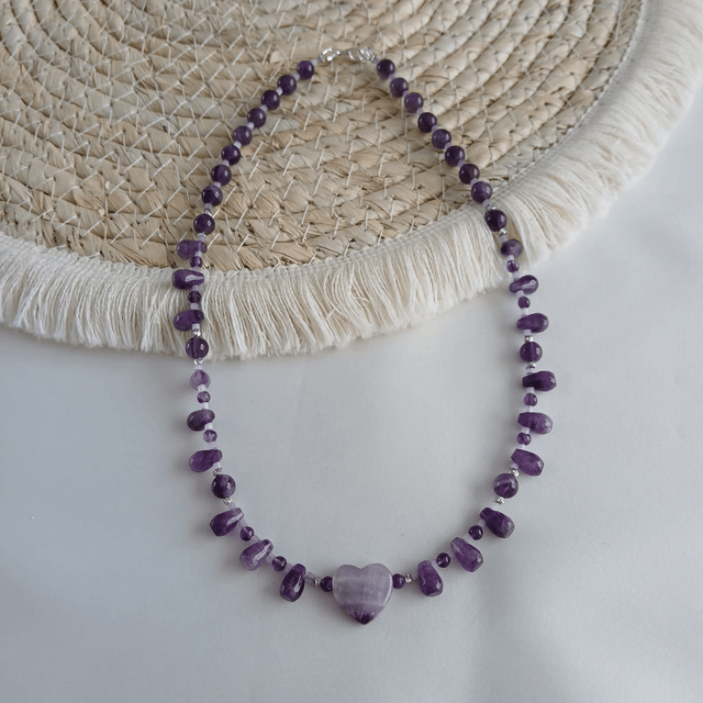 Dames Ketting Amethist met Hart (1.231)