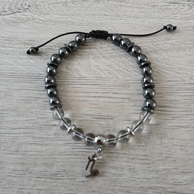 Sterrenbeeld armband Steenbok – Bergkristal & Hematiet – verstelbaar (7.014)